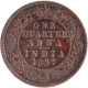 Copper One Quarter Anna Coin of Victoria Empress of Bombay Mint of 1887.