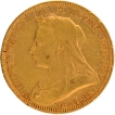 1893 Gold Sovereign Coin of Victoria Queen of United Kingdom.