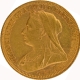 1895 Gold Sovereign Coin of Victoria Queen of United Kingdom.