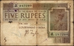 Five Rupees Banknote of King George V Signed by J B Taylor of 1925 printed in England.