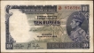 1938 Ten Rupees Banknote of King George VI Signed by J B Taylor.
