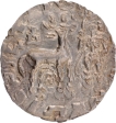 Silver Drachma Coin of Amoghbuti of Kunindas with Three arched hill below the deer.