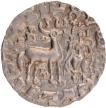 Silver Drachma Coin of Amoghbuti of Kunindas with three arhed hill below the deer.
