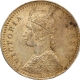 PCGS AU 58 Graded Silver Two Annas Coin of Victoria Empress of Calcutta Mint of 1891.