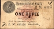 1917 One Rupee Banknote of King George V Signed by M M S Gubbay.