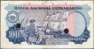 Extremely Fine Cancelled Cem (Hundred) Escudos Banknote of Banco Nacional Ultramarino of Portuguese India (Goa) of 1959.