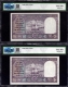 PMCS 65  Graded Gem UNC Ten Rupees Banknotes Signed by B  Rama Rau  of Republic India of 1951.