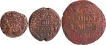 Mysore State, Krishnaraja Wadiyar III Mahisur Mint Copper Set of Three Coins Five Ten & Twenty Cash Type IV, 