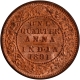 Gem Uncirculated Copper One Quarter Anna Coin of Victoria Empress of Calcutta Mint of 1891.