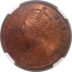 Scarce Copper One Quarter Anna Coin of Victoria Empress of Calcutta Mint of 1899.