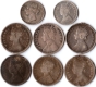 Lot of Eight Silver Coins of Different Denominations, Mints, and Years.