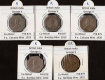 King George V Cupro Nickel Four Annas Five Coins Collection of Calcutta and Bombay Mint of 1919, 1920, 1921.