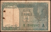 Rare Pakistan Overprint One Rupee Banknote of 1948 of King George VI Signed by C E Jones of Pakistan Issue.