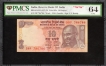 Rare PMCS 64 UNC Graded Ten Rupees Banknote of 2003-2008 Signed by Y V Reddy of Republic India of 786786 Fancy Number.