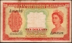 Ten Dollars Banknote of Queen Elizabeth II Signed by W C Taylor of Malaya of 1953.