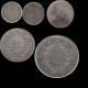 Burma, Silver, 1852-1853, Peacock Coins Set of One Anna,Two Anna,Quarter Rupee,Half Rupee & One Rupee. Rare as Set