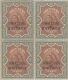 Gwalior. 1896. SGNo 36. 3Rs. Green And Brown. Block Of Four Stamps. Ovpt. MNH.