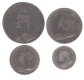 Set of 4 Coins of Victoria of United Kingdom.