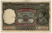 Hundred Rupees Bank Note of King George VI of Calcutta of 1945.