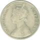 Silver One Rupee Coin of Victoria Queen of Calcutta Mint of 1881.