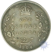 Silver One Rupee Coin of King Edward VII of 1904.