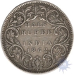 Silver Half Rupee Coin of Victoria Queen Mint of 1862.