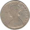 Silver Half Rupee Coin of Victoria Empress of Calcutta Mint of 1878.