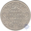 Silver Half Rupee Coin of Victoria Empress of Bombay Mint of 1881.