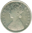 Silver Half Rupee Coin of Victori Empress of 1889.