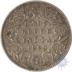 Silver Half Rupee Coin of Victoria Empress of 1889.