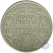 Silver Half Rupee Coin of Victoria Empress of Calcutta Mint of 1896.