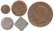 Copper One Twelve Anna One Fourth Anna Half Anna Silver Half Rupee  and Silver Two Annas of King George V of 1911-19.