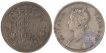 Silver One Rupee of Victoria Empress of Bombay and Calcutta Mint of 1881.