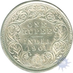 Silver One Rupee of Victoria Empress of Calcutta Mint of 1901.