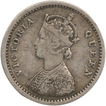 Silver Two Annas of Victoria Queen of Bombay Mint of 1874.