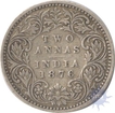 Silver Two Annas of Victoria Queen of Bombay Mint of 1876.