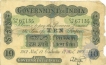 Uniface Ten Rupees Bank Note of  Green Underprint of King George V of 1901.