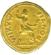 Gold Aureus Coin of  Lugdunum of Tiberius.