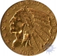 Gold Five Dollars Coin of USA of 1913.