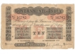 Ten Rupees Bank Note of King George V of  signed by M M S Gubbay  of  Bombay Mint of 1917.