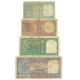 Three Banknotes of King George VI of Pakistan Overprint.