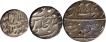 Silver Half Rupee (3) of Alamgir II of Aurangzeb, Surat & Shahjahan Mint.