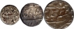 Silver Half Rupee (3) of Alamgir II of Aurangzeb, Surat & Shahjahan Mint.