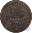 Silver One Rupee Coin of Victoria Queen of Bombay Mint of 1862.