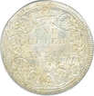 Silver One Rupee Coin of Victoria Empress of Bombay Mint of 1877.