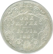 Silver One Rupee Coin of Victoria Empress of Bombay Mint of 1877.