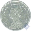 Silver Two Annas of Victoria Empress of Calcutta Mint of 1880.