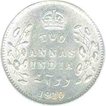 Silver Two Annas of King Edward VII of Calcutta Mint of 1910.