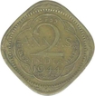 Nickel Brass Two Annas of King George VI of Lahore Mint of 1944.