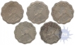 Cupro Nickle One Anna (5) of King George V of Bombay & Calcutta Mint of 1924 1927 1929 1935 &1936.